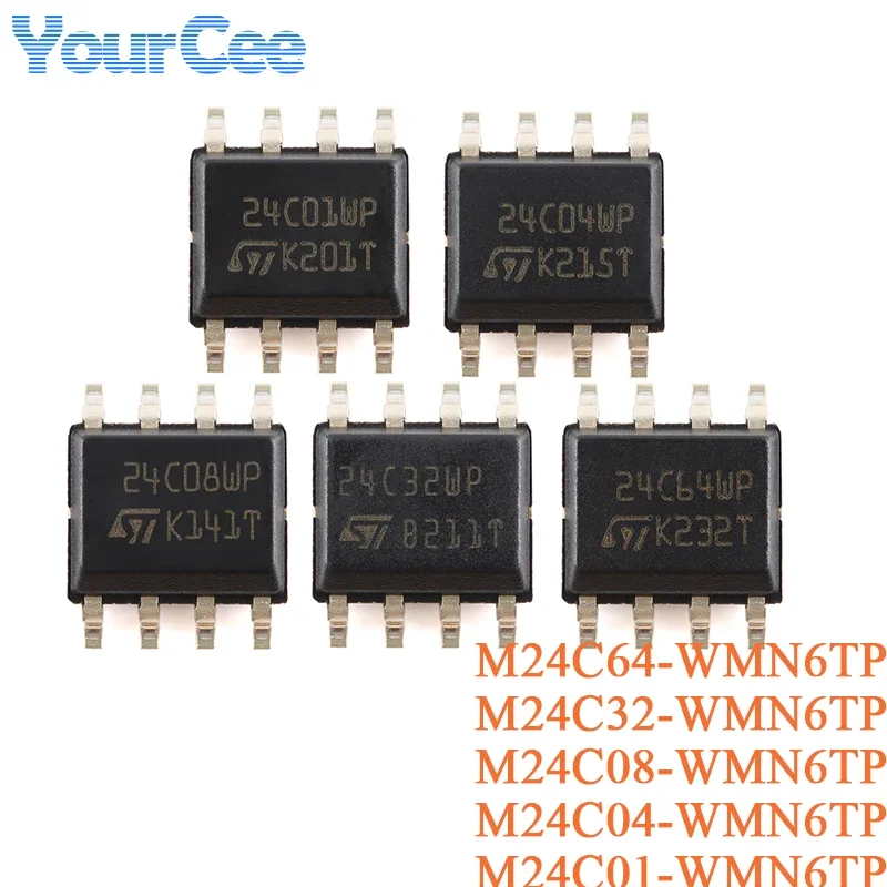 10Pcs M24C WMN6TP SOP-8 Serial I2C IIC Bus EEPROM Chip 64Kbit 32Kbit 8Kbit 4Kbit 1Kbit M24C64 M24C32 M24C08 M24C04 M24C01 SMD IC