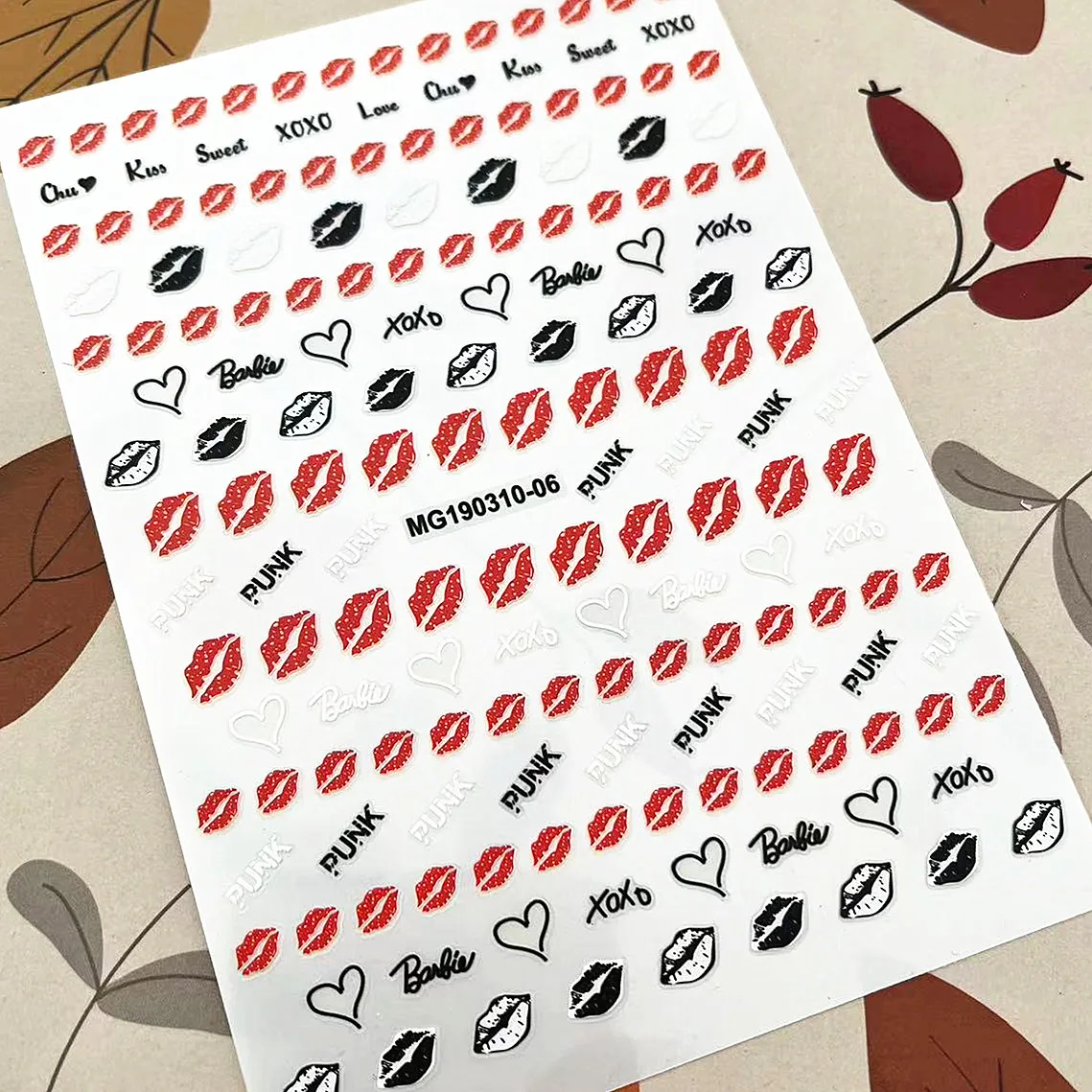 Nail Slider Sey Red Lips Design 3D Self Adhesive Decal Tools DIY Decorations for Nail Stickers MGM228-04