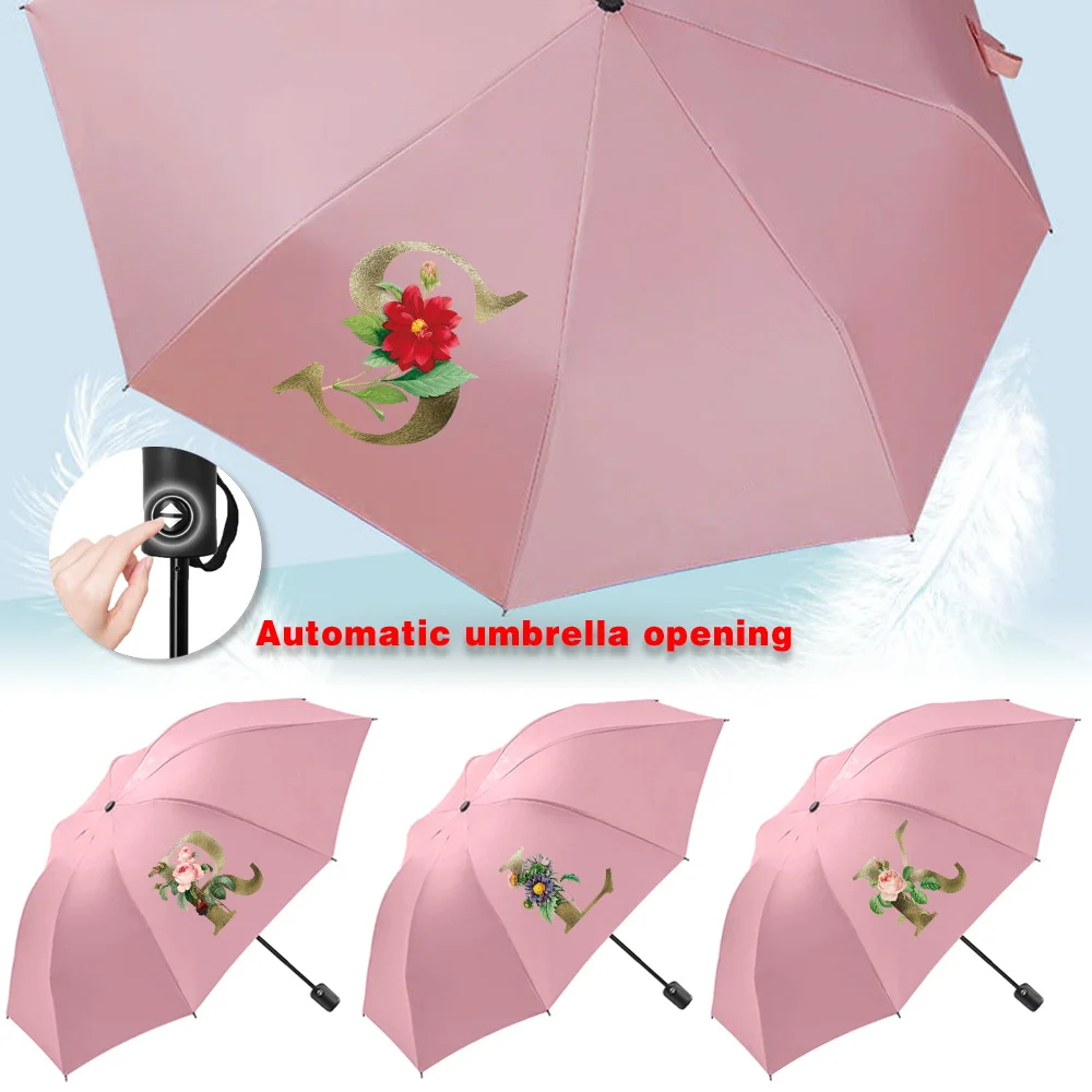 

Sun Rain Umbrellas Collapsible Fully Automatic Travel Essentials Protection Increased Thickness Windproof Compact Golden flower