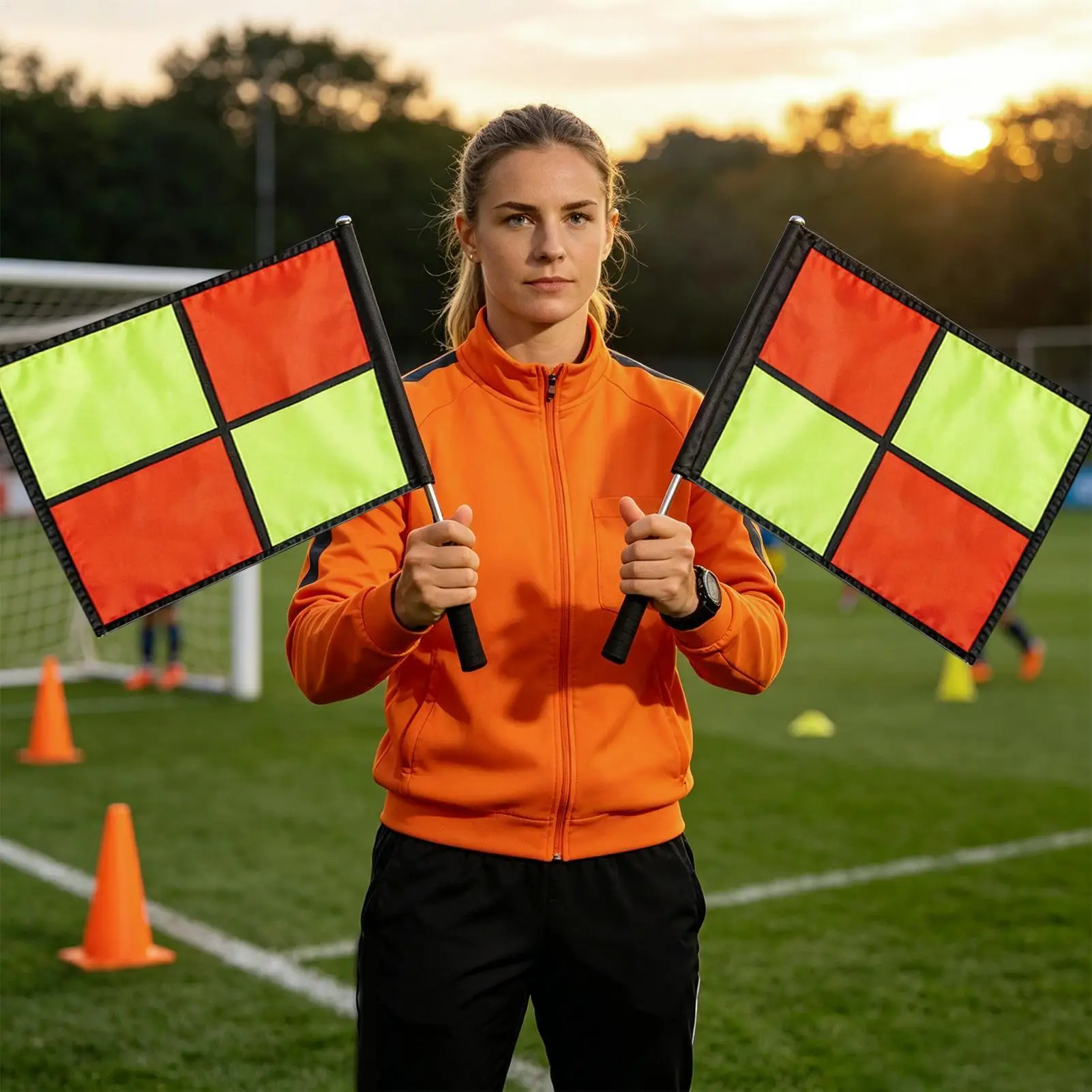 High Visibility Soccer Referee Flags Non-Slip Grip Football Linesman Flags For Sports Match Training School Tournament Stadium