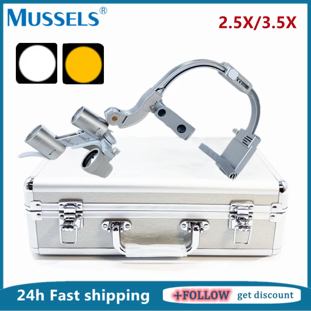

2.5/3.5X Dental LED Headlight with Binocular Loupes Surgical Magnification Lamp for Dentists Oral Medical Lab Surgery Light Set
