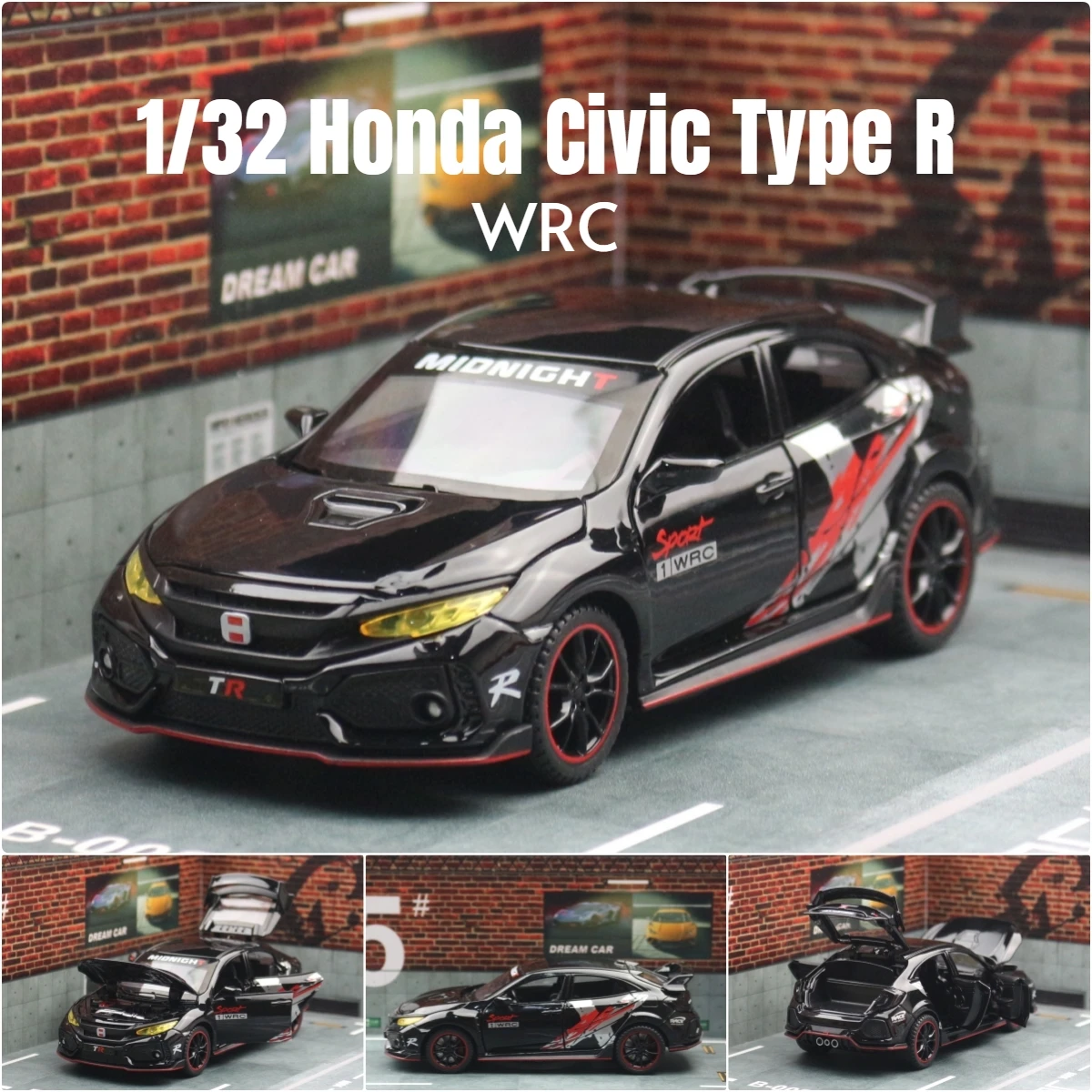 1/32 ホンダシビックタイプ R おもちゃの車子供のためのダイキャスト