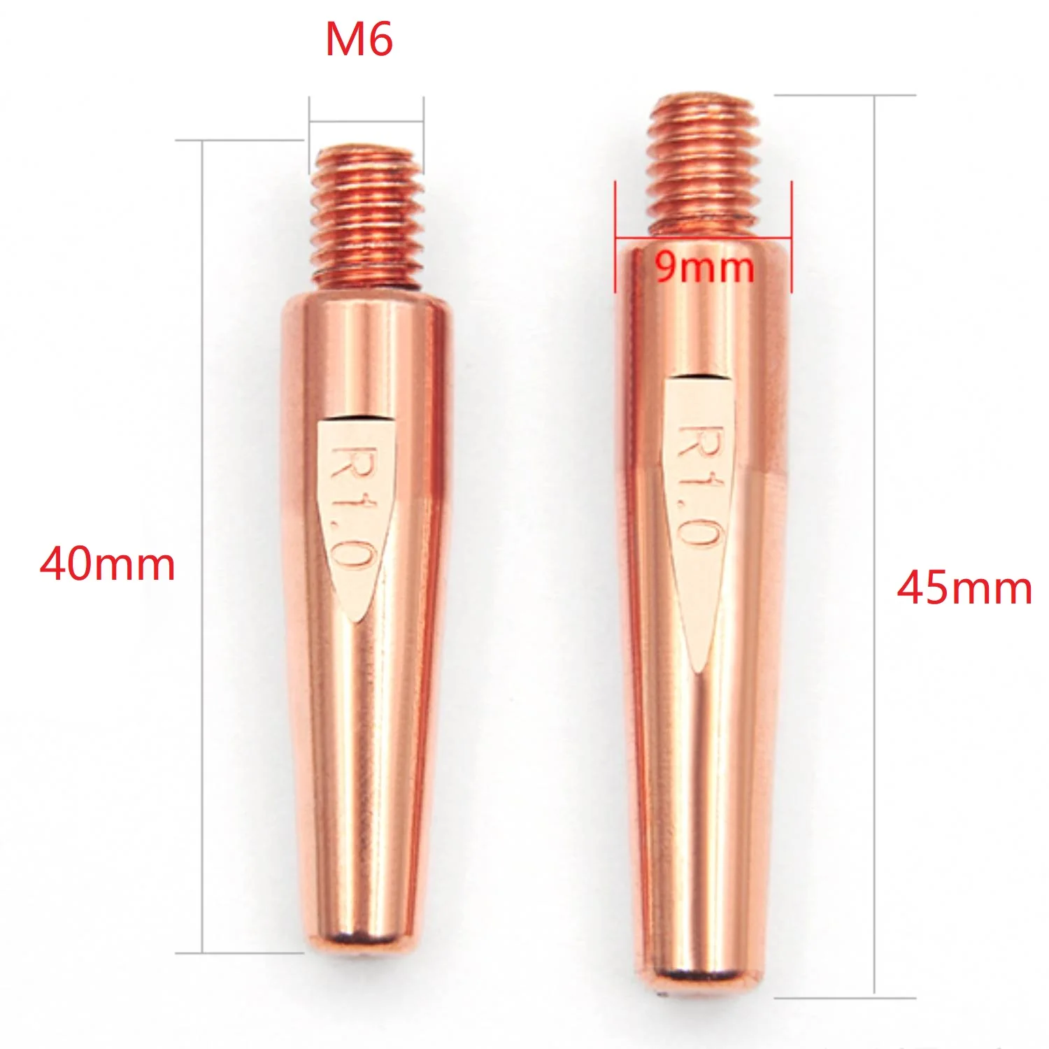 C181850 CuCrZr Copper M6x40 M6x45 Metric M6 Thread Length 40 45 mm OTC CNC Robot Contact Tip Nozzle Mig Gun Welding Torch Part