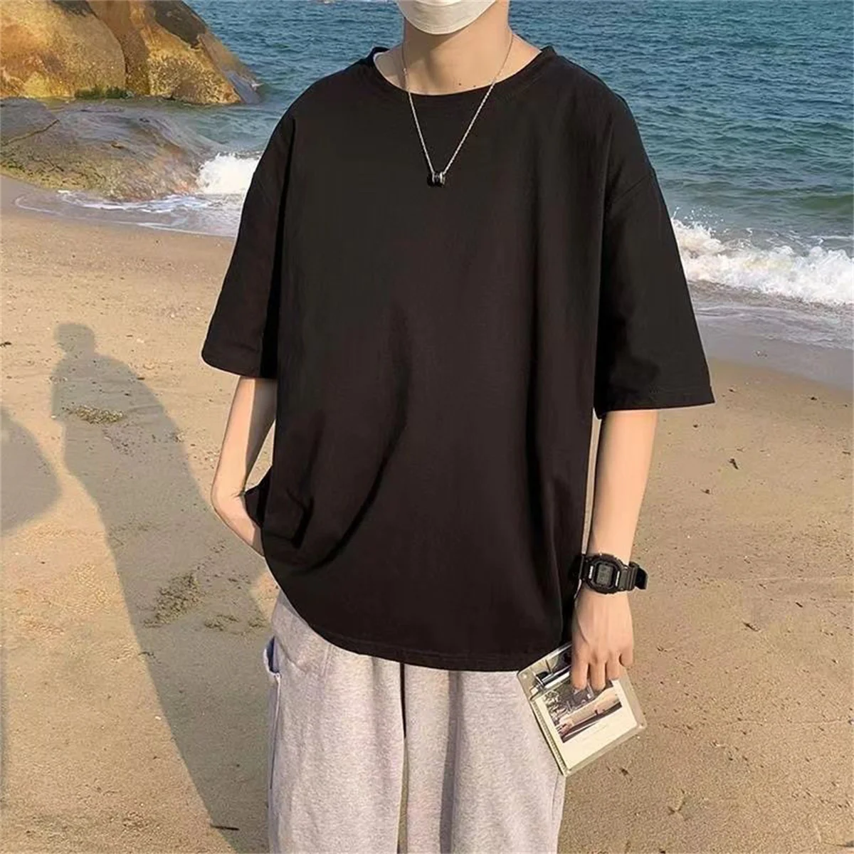 Fashion Solid Polyester T-shirts For Men Basic Tee Casual T shirt Oversized Tops Quality Unisex Short Tshirts Tees Men Clothing