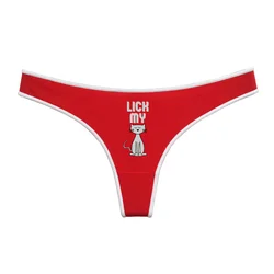LICK MY Lovely Sexy Red Cotton Underwear Womens Cute Thong Female Lingerie Soft Seamless Invisible Breathable Sport Underpant