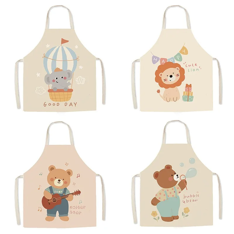 

Cute Animal Cartoon Apron Cotton Linen Kitchen Cooking Baking Bib Women Sleeveless Pinafore Home Cleaning Cafe Waitress Smock
