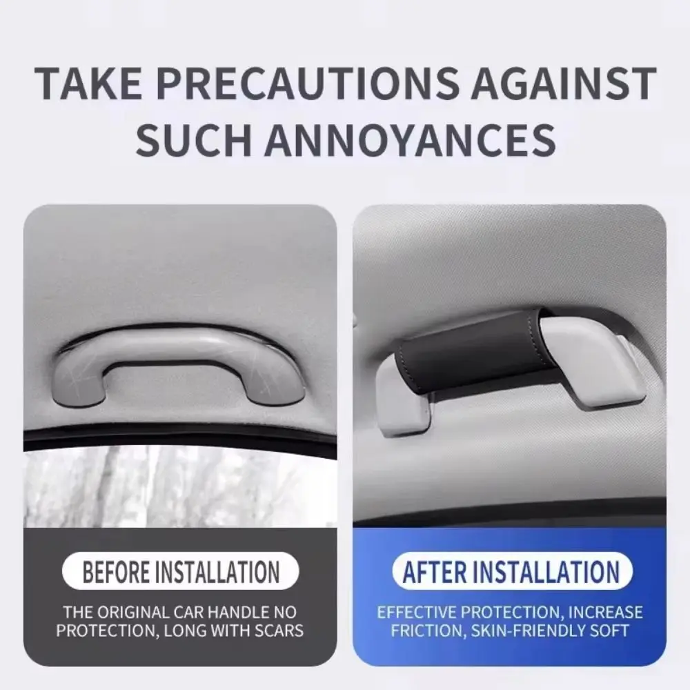 2Pcs Soft Car Handle Cover PU Leather Solid Color Pull Handle Gloves Comfortable Anti-scratch Door Handle Protector for All Cars