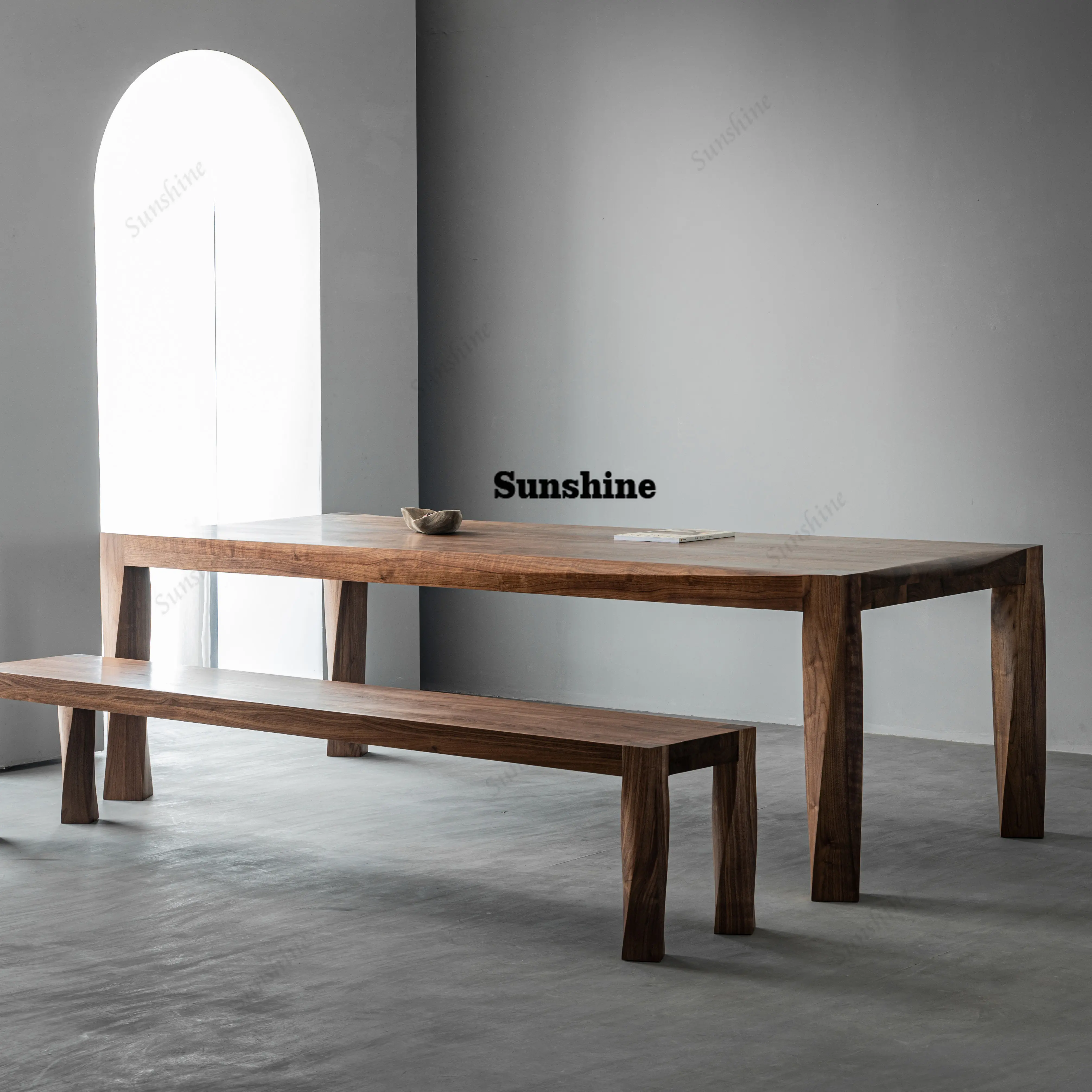 

Nordic solid wood conference table living room, rectangular wabi-sabi log office desk