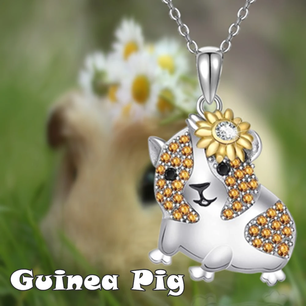 Exquisite Luxury Guinea Pig Colorful Cartoon Pendant Necklace Animal Cute Necklace Lady\'s Jewelry Party Anniversary Jewelry Gift