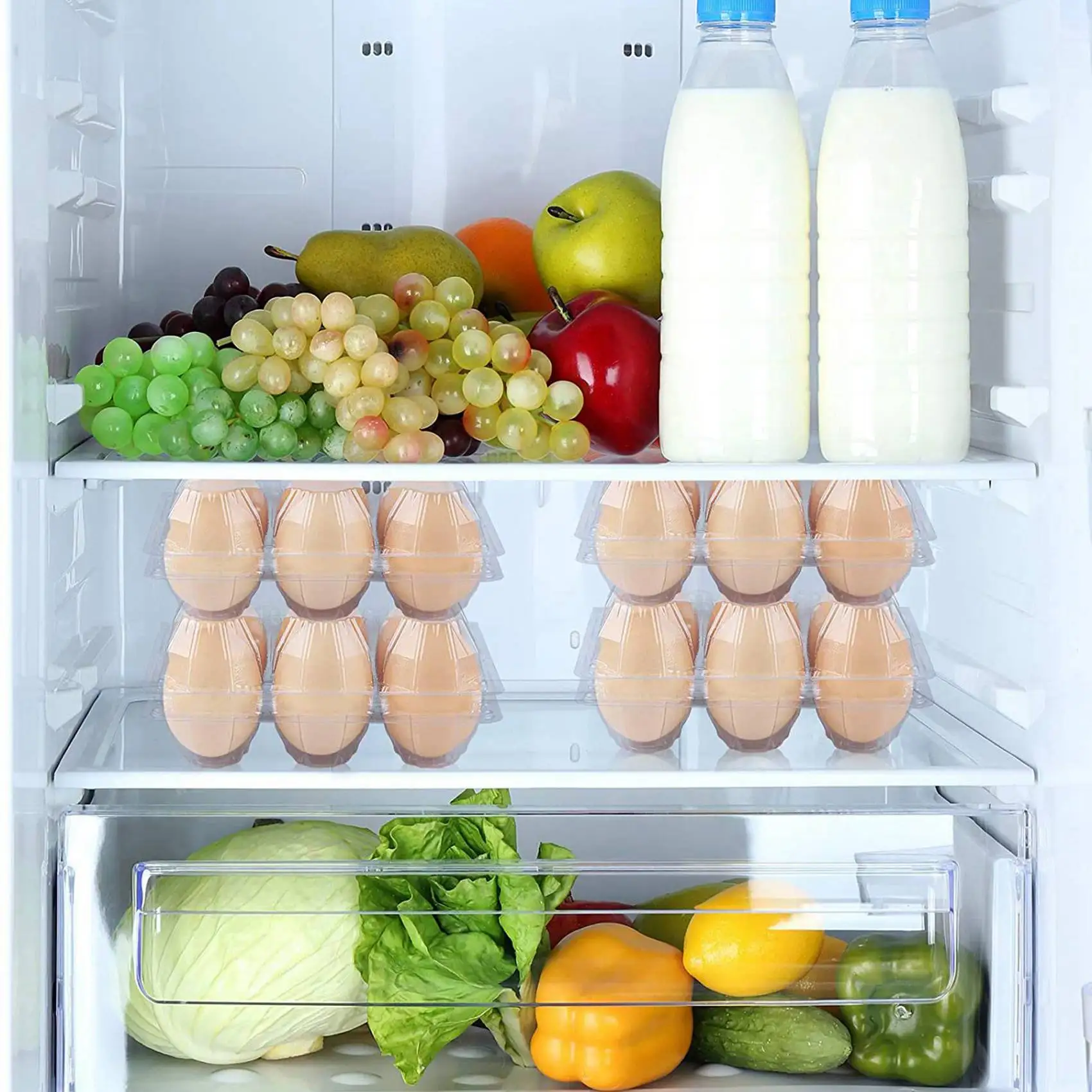 

A01F-108Pcs Egg Cartons Clear Plastic Egg Holder Storage Container Egg Tray For Family Pasture,Refrigerator Storage,6 Grids