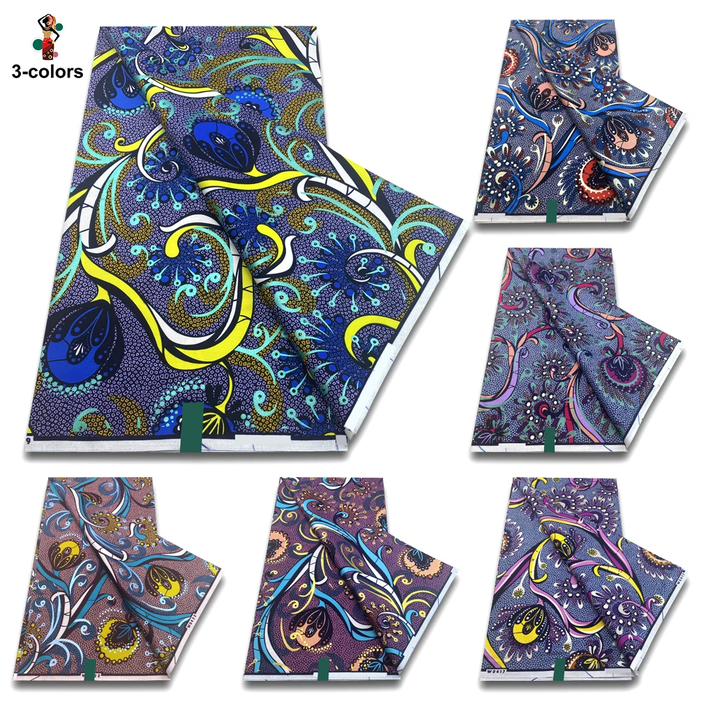 

Новейшая мягкая атласная ткань с принтами, восковая ткань Анкара, 100% хлопковая атласная ткань, 6 ярдов