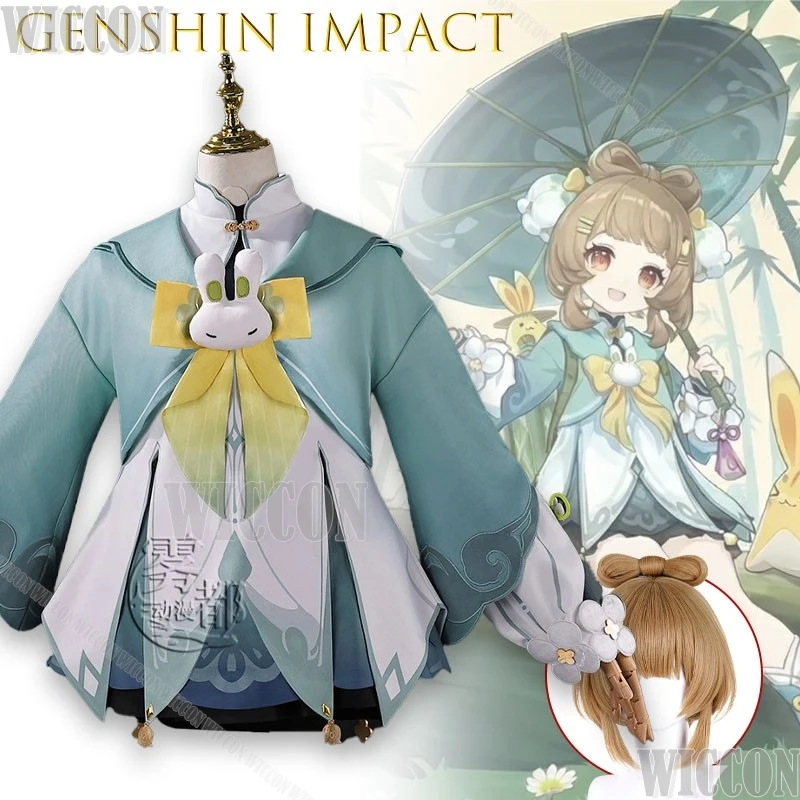 

Genshin Impact Yao Yao Listening Rain Bamboo Full Set Ethereal Hanfu Dress Flowing Ribbons Lantern Glow Anime Navidad Carnaval