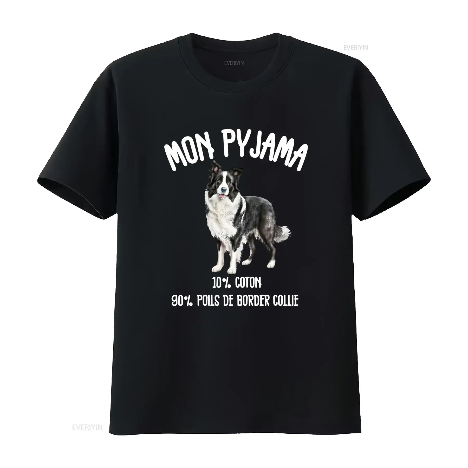 Camiseta de Pijama para Hombre con Borde Collie Divertido Estampado Gráfico Humor en la Parte Trasera Casual Cuello Redondo