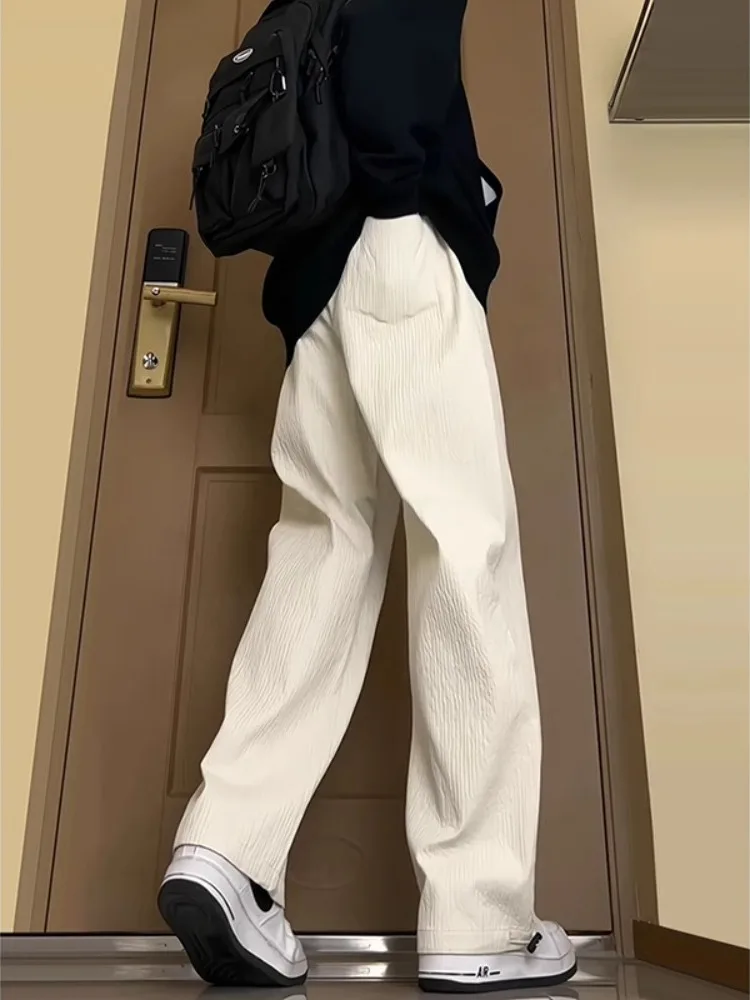Loose Fit American Street Style Men's Pants Lazy Feel Wide Leg Drawstring Trousers Quick Dry Sport Casual Trousers
