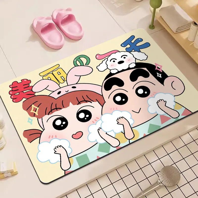 Crayon Shin-Chan Cartoon Diatomaceous Earth Bath Mat Super Absorbent Non Slip Door Mat For Bathroom Toilet Entryway Home Use - view 3