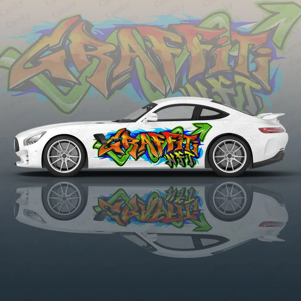 

Funny Graffiti Letter Car Side Sticker Decoration, PVC Waterproof Scratch Resistant Decal, Car Protection, Auto Accessories Gift