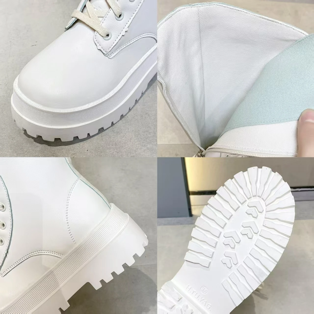 Women Motorcycle Boots PU Leather Boots Wedges Flat Shoes High Heel Zipper Black Long Boot Platform Lace Up Women's Boots 2025 - Image 6