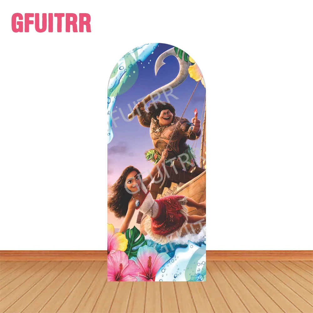 Moana princesa arco telón de fondo decoración de Baby Shower niños fiesta de cumpleaños fotografía telón de fondo cubiertas de cremallera de doble cara