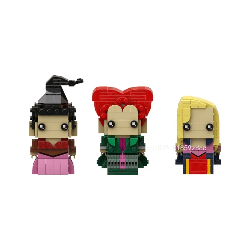 MOC Hocus Pocused figurines Winifred Mary Sarah BrickHeadzs blocs de construction film sorcière trois sœurs briques jouets cadeau de noël