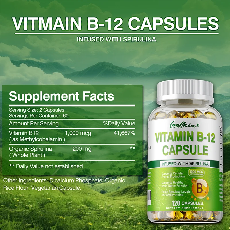 Vitamin B12 Capsules - Methylcobalamin Supplement for Mind, Energy, Brain, Mood, Heart Support