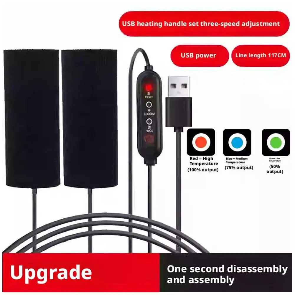 Motorcycle Heated Grips USB Powered 3-Gear Temperature Control Quick Heating Non-Destructive Installation Handlebar Warmers - Image 5