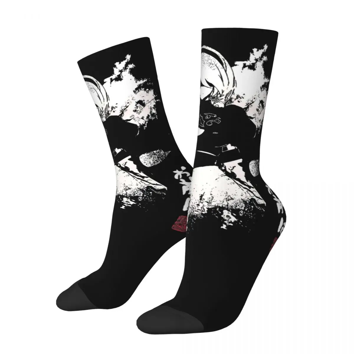 NieR Automata 2B Japan Cosplay Game Lover Design Dress Socks Merch for Women Breathable Dress Socks