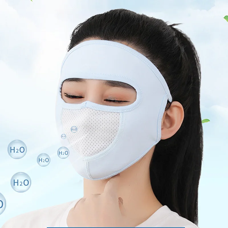 Ice Silk Sunscreen Mask Outdoor Sports Anti-UV Face Mask Cycling Breathable Anti-dust Face Cover Women Girls Hanging Ear Mask