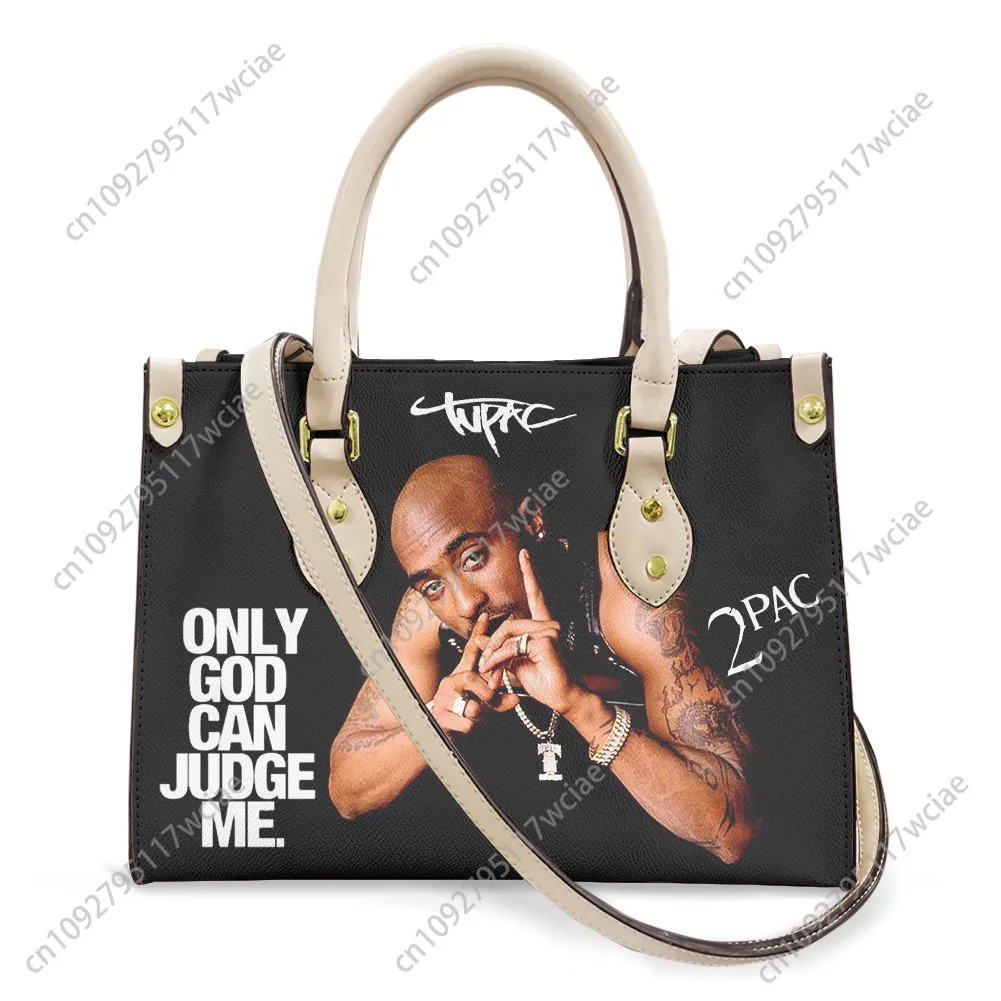 

Tupac Rapper 2PAC Tote Bag Purse Hip hop singer Women Men Personalized Text Image PU Leather Handbag Business Shopping Gift Bags