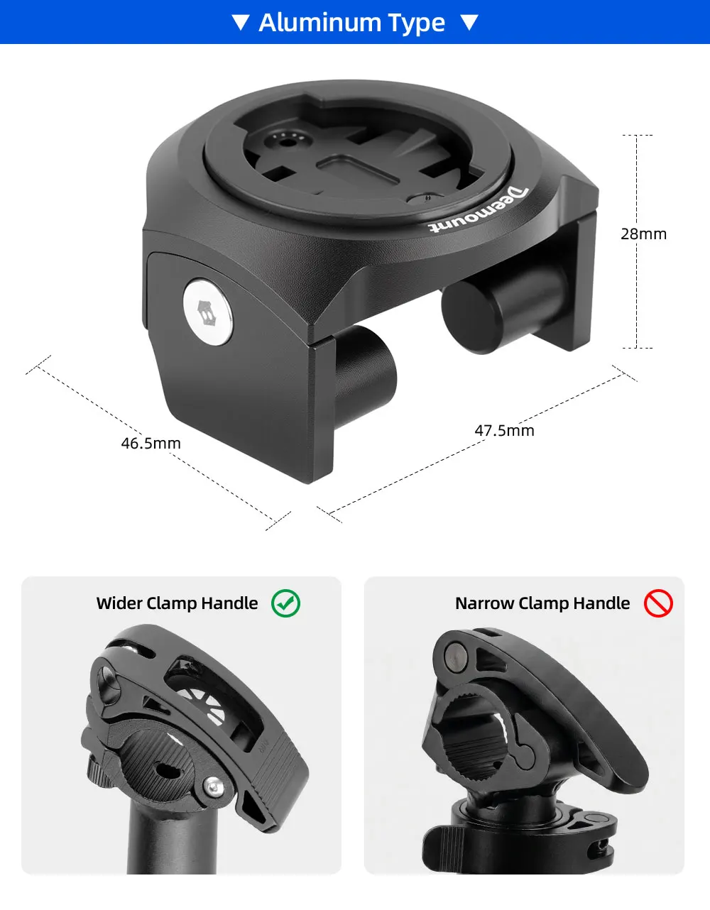 Deemount Fahrradcomputerhalterung für DAHON Faltrad-Headset, breite Klemme zur Installation für Garmin Wahoo IGPS mit 3-Gabel-Auswahl für GoPro. – Detail 3