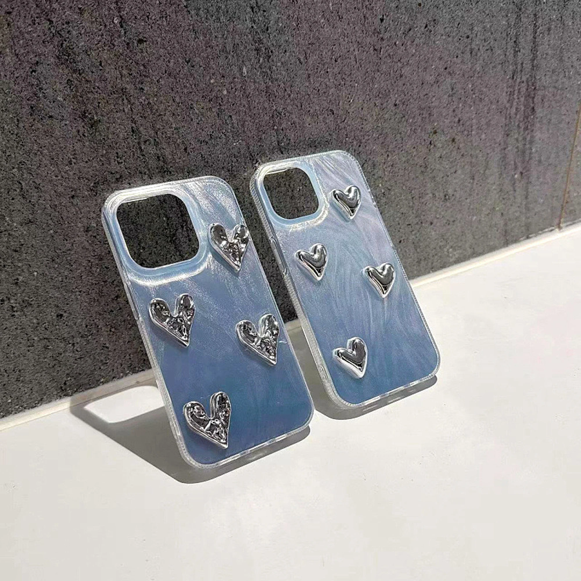 Three-dimensional Fold Heart Accessories Phone Case for iPhone 15 14 13 12 11 Plus Pro Max Drop Proof Fashion Phone Case