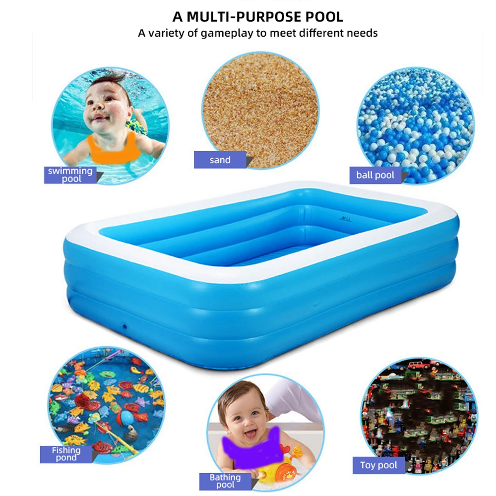 Large Pools for Family 2M/2.6M/3M Inflatable Swimming Pool Framed Removable Swimming Bathtub Child Pool for Cottages