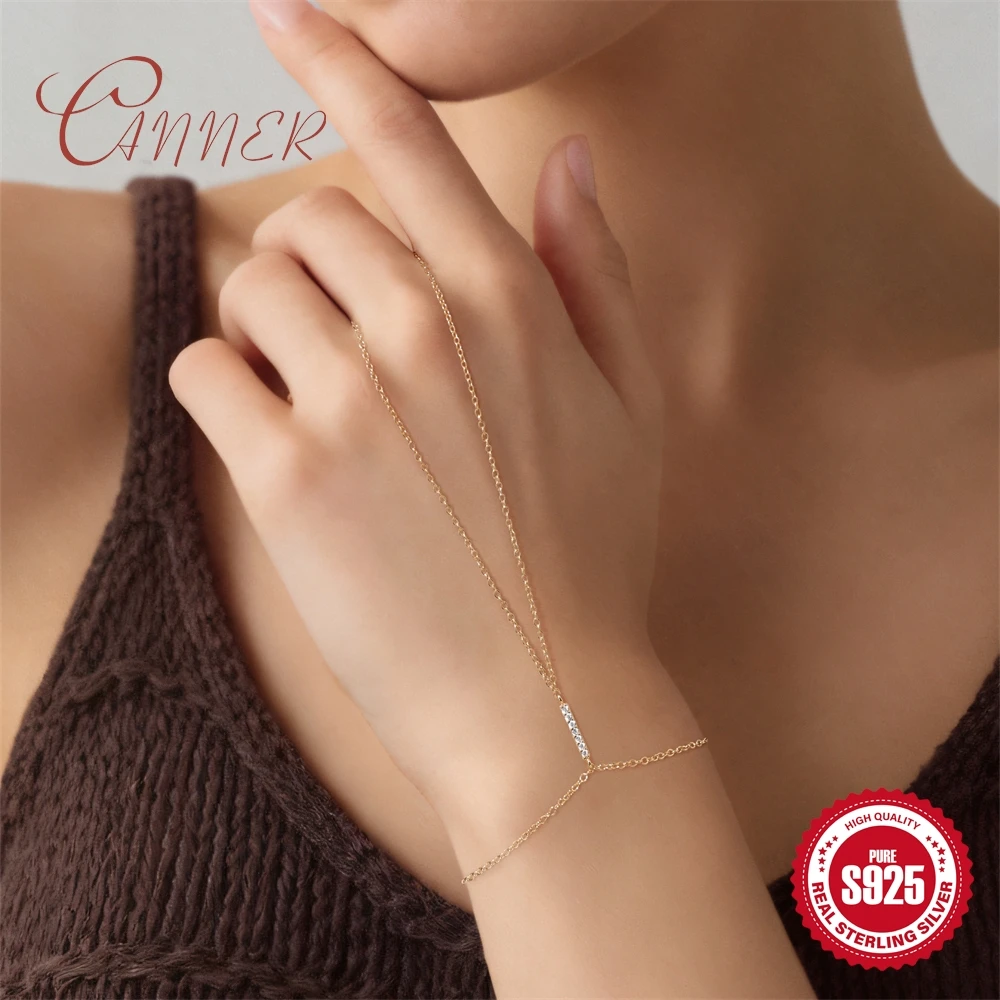 

Браслет CANNER из стерлингового серебра 925 пробы с ромбовидными круглыми камнями, дизайн в виде цепочки, для женщин, классический, регулируемый, подарок на вечеринку, ювелирные украшения