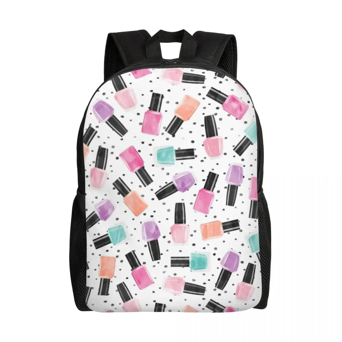 Nail Polish Polka Dots Backpacks for Women Men College School Student Bookbag Fits 15 Inch Laptop Manicurist Pop Art Bags