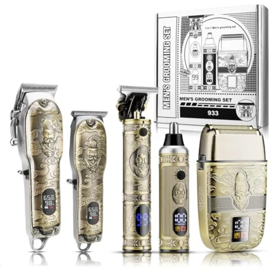 

Upgraded Mens Grooming Kit Professional Hair Clippers and Shaver for Men Electric Razor and Nose Trimmer Set Black Rechargeable