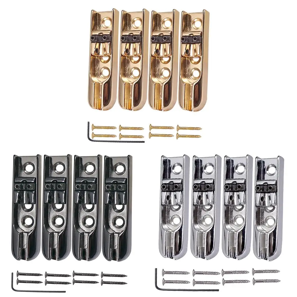 A Set Of 4 Pcs Single Individual Bridge Guitar Bass Single Bridge with 8 pcs Screws for 4 String Bass Guitar