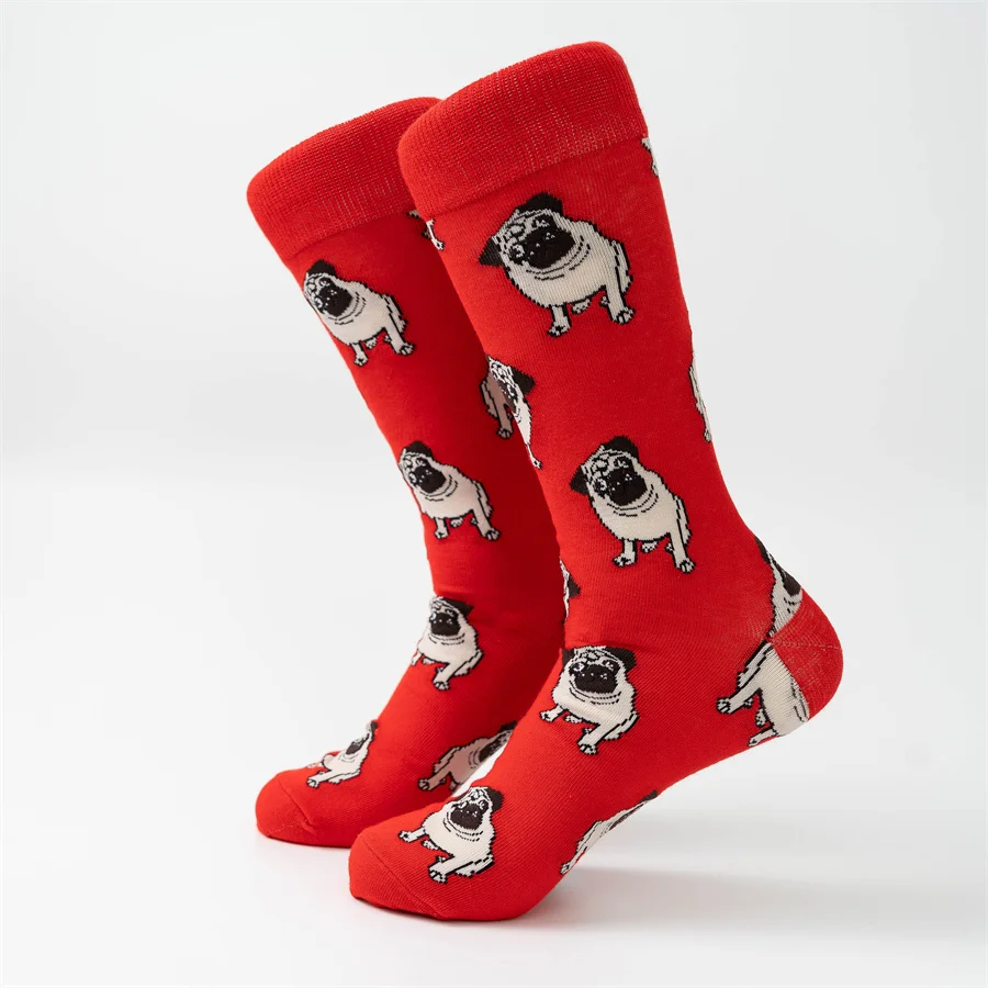 

MYORED 1 pair of autumn/winter new red Shar Pei cartoon pattern men's cotton socks