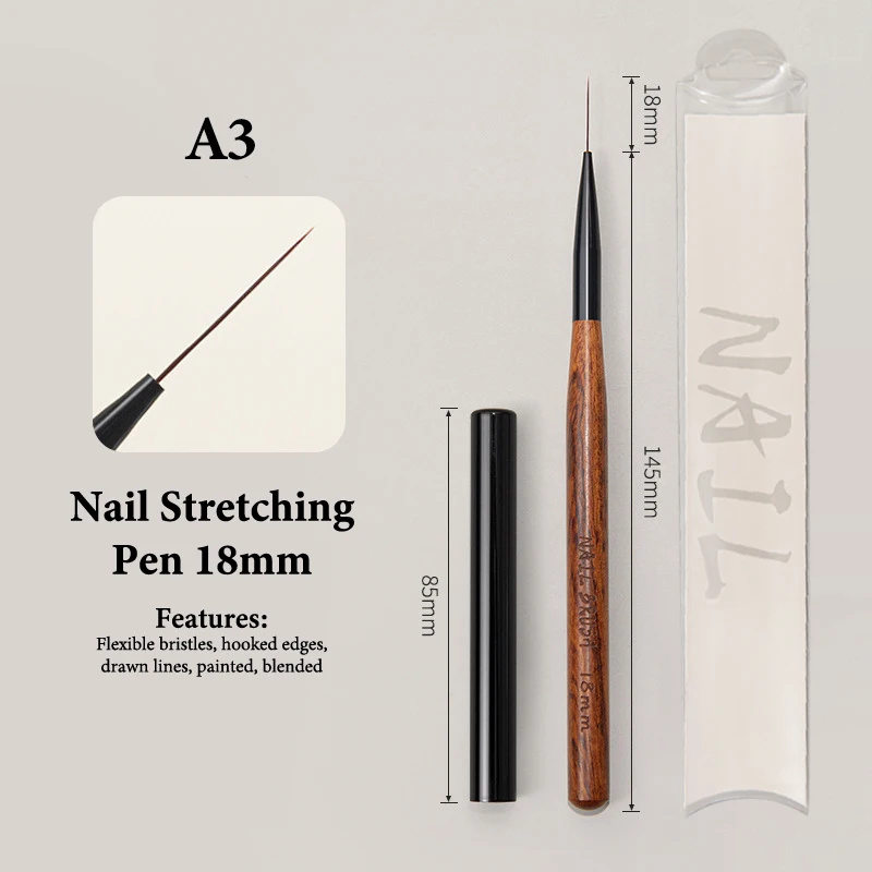 Nail Art Brush Checker Sandalwood Nail Drawing Painting Long Line Brush Nail Art Tool Painting Brushes DIY Design Manicure Tools