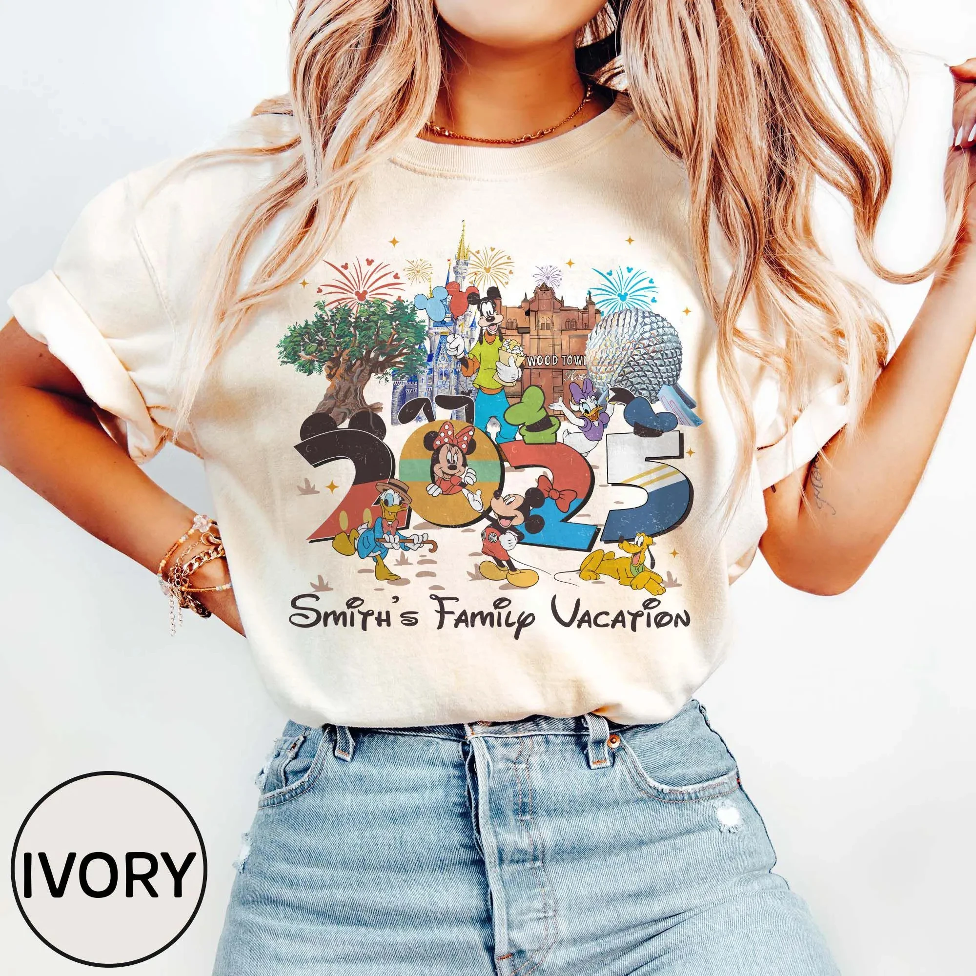 Camicie personalizzate per le vacanze in famiglia Disney 2025 Camicie abbinate al gruppo di viaggi in famiglia T-shirt WDW Disney World Topolino e amici