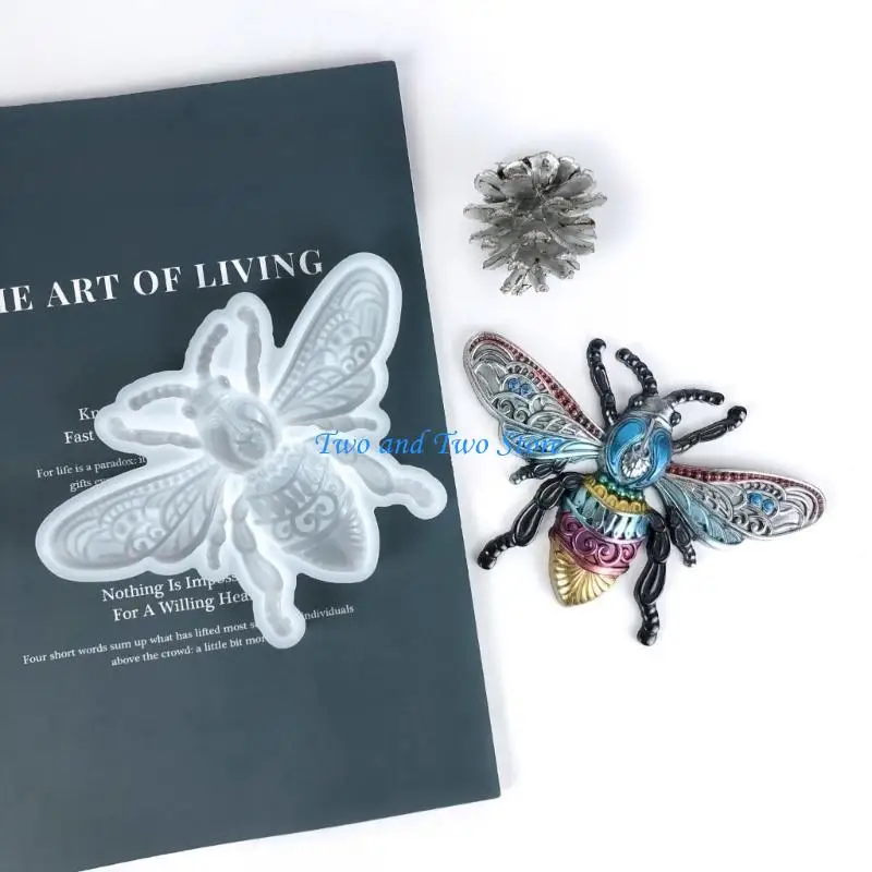 

HX6F DIY Glossy Semi-stereoscopic Large Bees Keychain Mold Resin Epoxy Jewelry