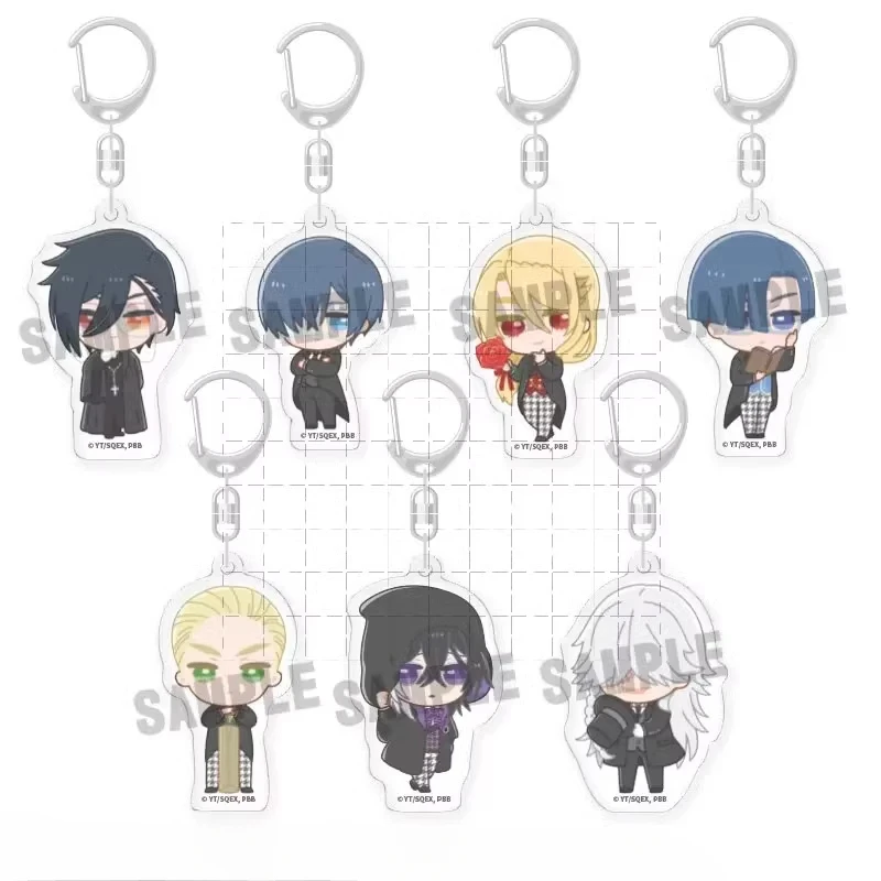 Game Sebastian Michaelis Ciel Phantomhive Keychain Doll Anime Bluewer Acrylic Keyring Pendant for Gift