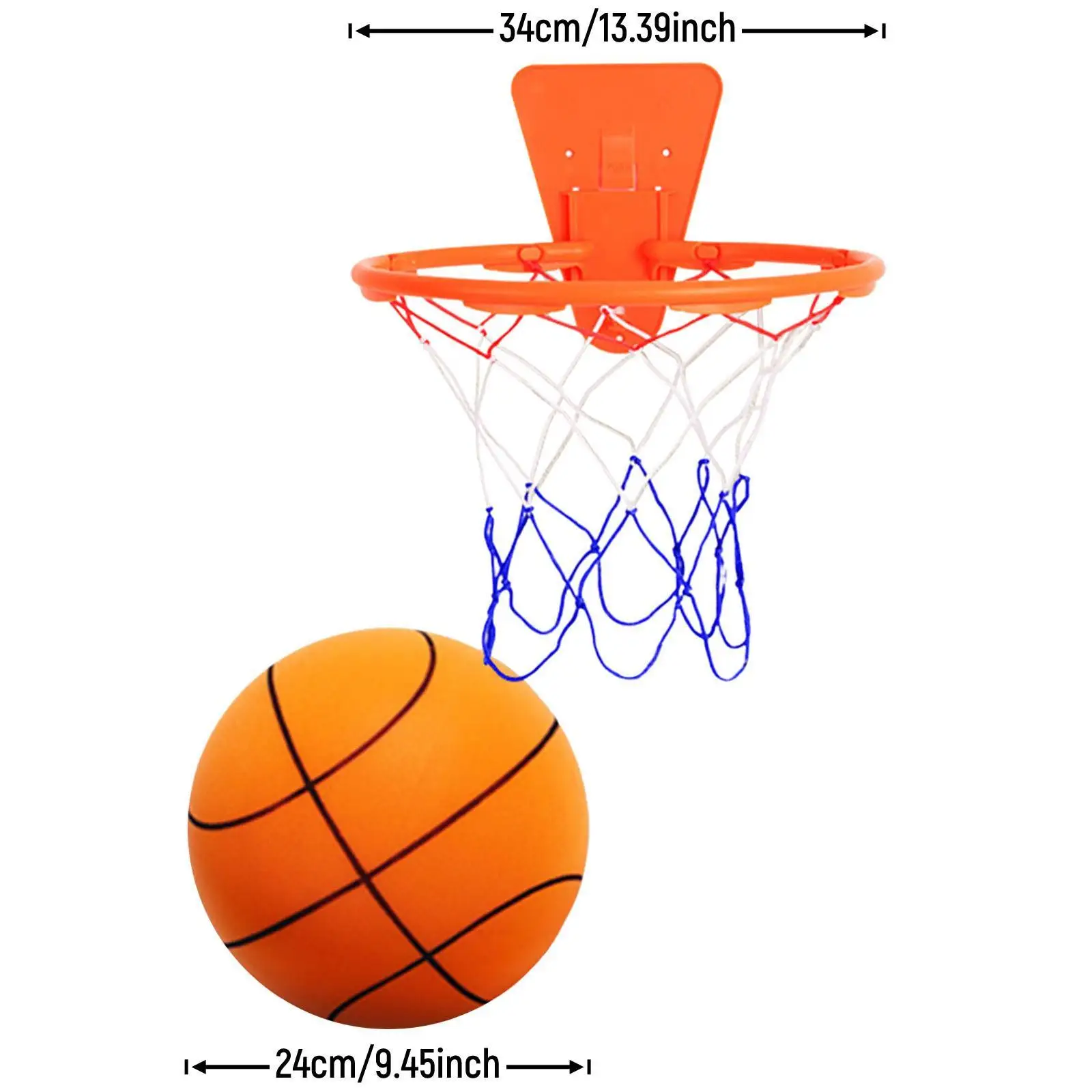 Fluisterende basketbalset met hoepel Geruisloze trainingsbal Rustig binnenspel Kinderen Volwassenen Dribble Practice Mini-basketbalspel