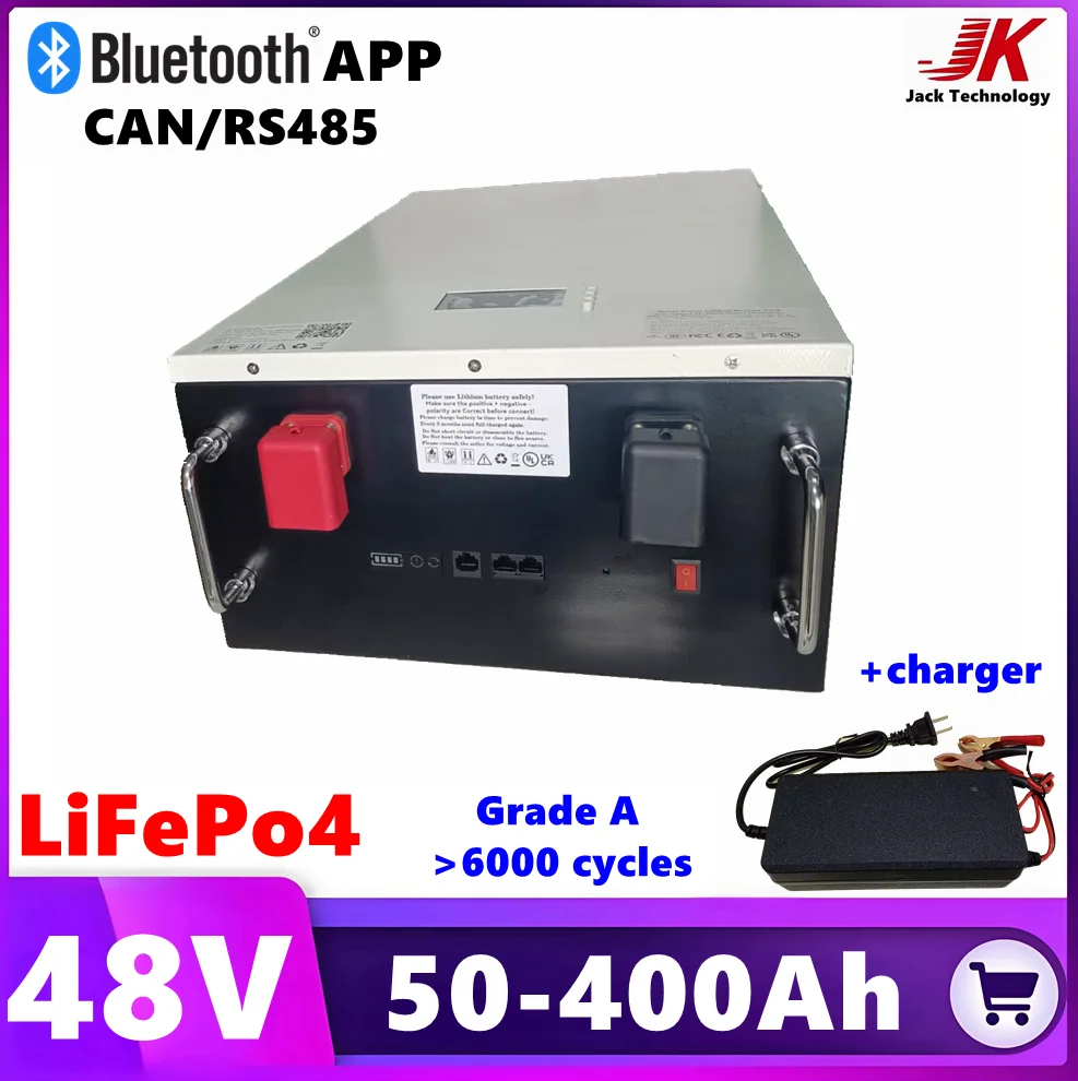 

48V 200AH LiFePO4 Battery deep cycle 150Ah 100AH 250AH 300AH 400Ah with for Solar energy PV Inverter Portable Backup Power