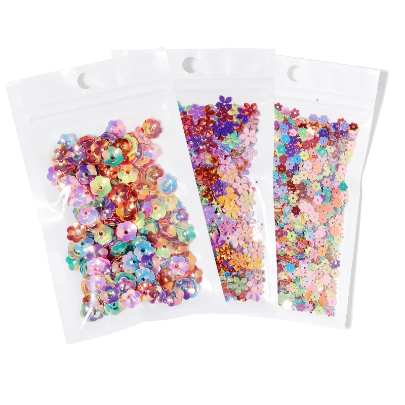 Paillettes en forme de fleur en PVC, trou percé, artisanat de bricolage, raccords de couture, accessoires vestisens, 20-30 g/lot, 5-10mm