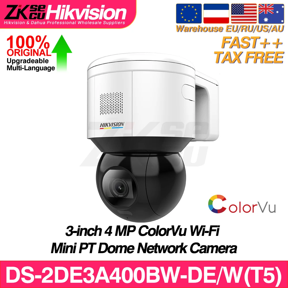 

Hikvision DS-2DE3A400BW-DE(F1)(T5) DS-2DE3A400BW-DE/W(F1)(T5) Original 4MP ColorVu Deep Learning Mini PT IP Camera 2-Way Audio