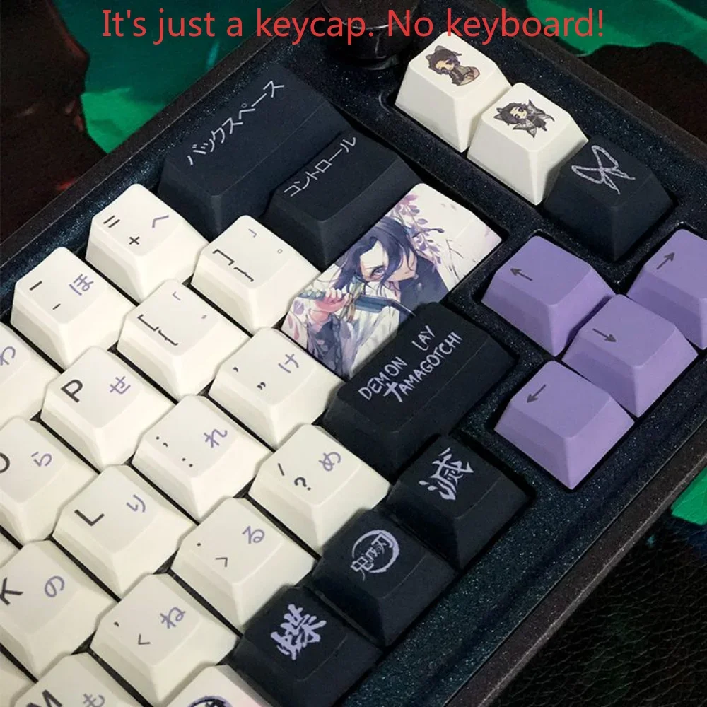 Anime Ghost Destruction Blade Cherry Keycap Set PBT 130 Keys Japanese Keycaps for Mechanical Keyboards 61/75/85/104/108