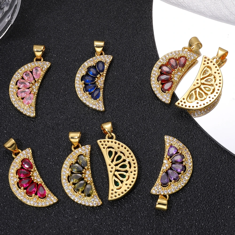 Juya Handmade 18K Gold Plated Decorative Colorful Zirconia Lemon Charms For DIY Luxury Women's Pendant Jewelry Making