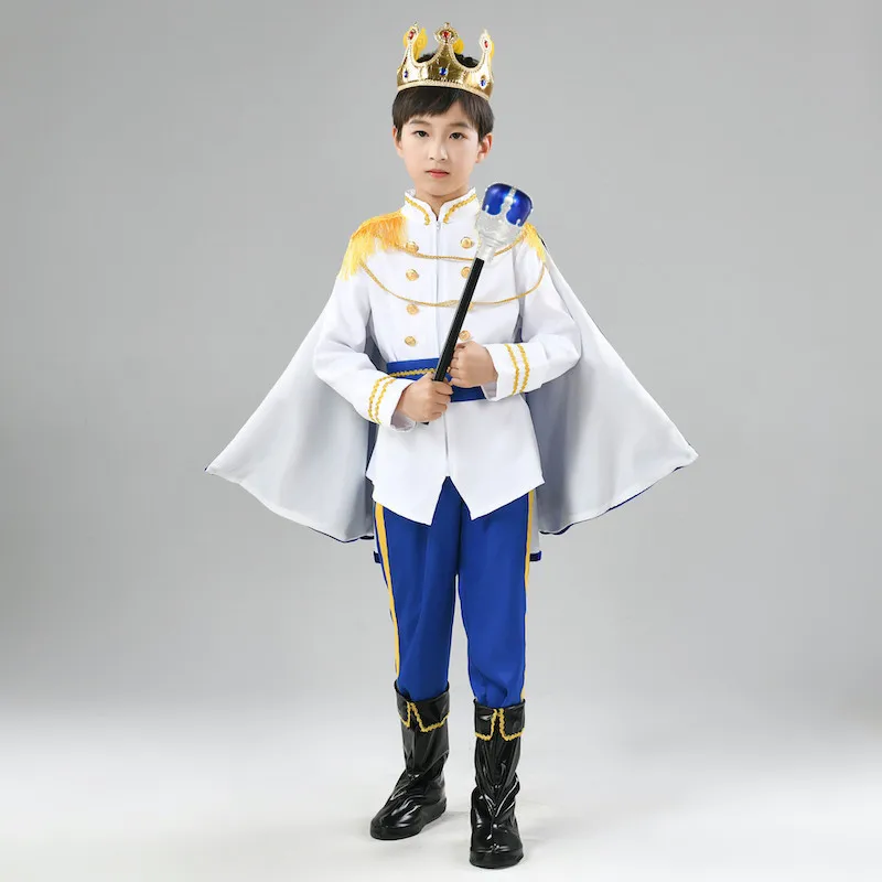 Kids Anime Prince Cosplay Costume for Boys Halloween The King Prince Costume Carnival Party Cloak Scepter Crown Jacket Suit