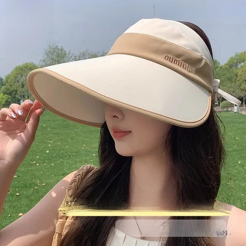 女性用サマーニューモデル2026アウトドア日よけ帽子つば広空頂帽子uvカットフェイスカバー付き釣り帽子多機能帽子