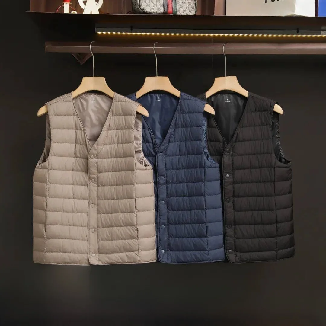 

Generational Gift! Lightweight Soft Du down Vest Big V-Ne Comfortable Versatile Close-Fitting Design Trendy Youth ulari
