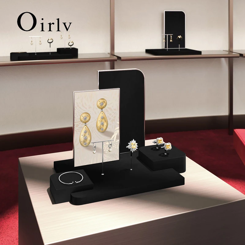 

Oirlv Black Jewelry Display Prop Ring Earring Stand Bracelet Display Tray Pendant Necklace Jewelry Display Stand Showcase Holder